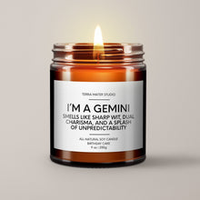 Load image into Gallery viewer, Gemini Birthday Candle | Soy Wax Candle | Horoscope Candle
