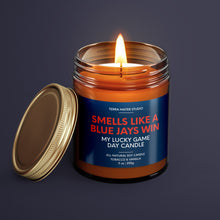 Load image into Gallery viewer, Smells Like A Blue Jays Win | Toronto Lucky Game Day Candle | Soy Wax Candle
