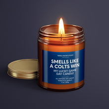 Load image into Gallery viewer, Smells Like A Colts Win | Indianapolis Lucky Game Day Candle | Soy Wax Candle
