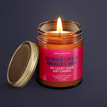 Load image into Gallery viewer, Smells Like A Braves Win | Atlanta Lucky Game Day Candle | Soy Wax Candle

