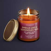 Load image into Gallery viewer, Smells Like A Seminoles Win | Florida Lucky Game Day Candle | Soy Wax Candle
