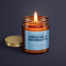 Load image into Gallery viewer, Smells Like A Tar Heels Win | North Carolina Lucky Game Day Candle | Soy Wax Candle
