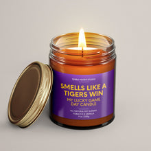 Load image into Gallery viewer, Smells Like A Tigers Win | LSU Lucky Game Day Candle | Soy Wax Candle

