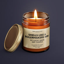 Load image into Gallery viewer, Smells Like A Boilermakers Win | Purdue Lucky Game Day Candle | Soy Wax Candle
