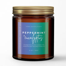 Load image into Gallery viewer, Peppermint & Eucalyptus All-Natural Scented Candle | 50+ Hour Burn