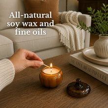 Load image into Gallery viewer, Amber Glass Pumpkin Jar | Pumpkin Spice Candle | Limited Fall Collection | 6 oz