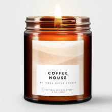 Load image into Gallery viewer, Scented candle labeled 'Coffee House by Terra Mater Studio' on a white background