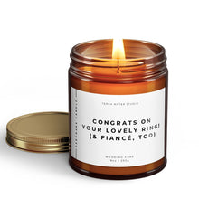 Load image into Gallery viewer, engagement gift for couple scented candle with lid on side