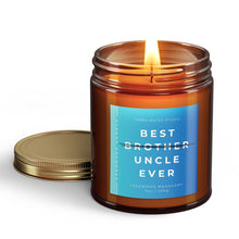 Load image into Gallery viewer, gift for brother new uncle scented candle with lid on side
