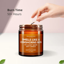 Load image into Gallery viewer, Smells Like A Longhorns Win Lucky Game Day Candle | Longhorns Merch | 50+ Hour Burn