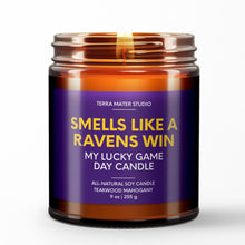 Load image into Gallery viewer, smells like a Baltimore ravens win scented candle