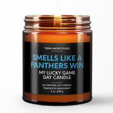Load image into Gallery viewer, smells like a carolina panthers win scented candle