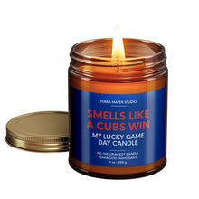 Load image into Gallery viewer, Smells Like A Cubs Win Lucky Game Day Candle | Cubs Merch | 50+ Hour Burn