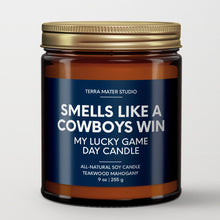 Load image into Gallery viewer, Smells Like A Cowboys Win Lucky Game Day Candle | Cowboys Merch | 50+ Hour Burn