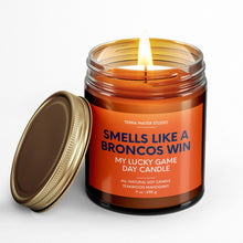 Load image into Gallery viewer, Smells Like A Broncos Win Lucky Game Day Candle | Broncos Merch | 50+ Hour Burn