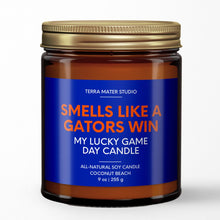 Load image into Gallery viewer, smells like a Florida gators win scented candle with lid