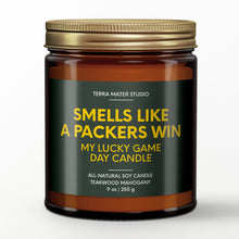 Load image into Gallery viewer, smells like a green bay packers win scented candle with lid