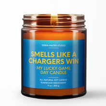 Load image into Gallery viewer, smells like a los angeles chargers win scented candle