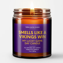 Load image into Gallery viewer, smells like a minnesota vikings win scented candle