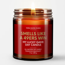 Load image into Gallery viewer, smells like a san francisco 49ers win scented candle