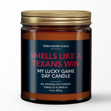 Load image into Gallery viewer, smells like a texans win scented candle with lid on