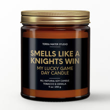 Load image into Gallery viewer, smells like a vegas knights win scented candle with lid on