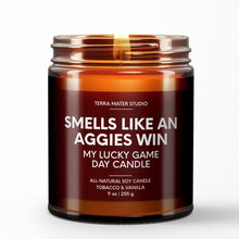 Load image into Gallery viewer, Smells Like An Aggies Win Lucky Game Day Candle | Aggies Merch | 50+ Hour Burn