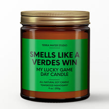 Load image into Gallery viewer, smells like an austin verdes win scented candle with lid on