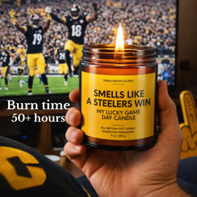 Load image into Gallery viewer, Smells Like A Steelers Win Lucky Game Day Candle