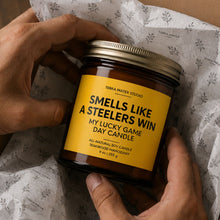 Load image into Gallery viewer, Smells Like A Steelers Win Lucky Game Day Candle
