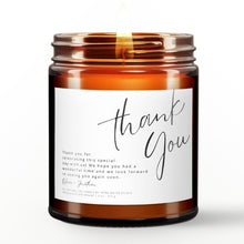 Load image into Gallery viewer, Thank You Candle | All-Natural Soy Wax & Essential Oils | Custom Gift | Appreciation Gift