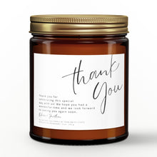 Load image into Gallery viewer, Thank You Candle | All-Natural Soy Wax & Essential Oils | Custom Gift | Appreciation Gift