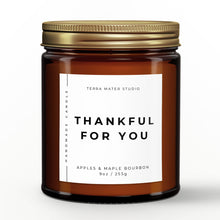 Load image into Gallery viewer, thankful for you scented candle with lid on