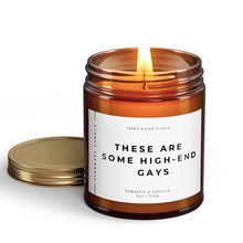 Load image into Gallery viewer, These Are Some High-End Gays All-Natural Scented Candle with lid on side