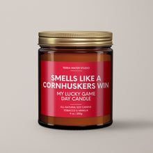 Load image into Gallery viewer, Smells Like A Cornhuskers Win | Nebraska Lucky Game Day Candle | Soy Wax Candle
