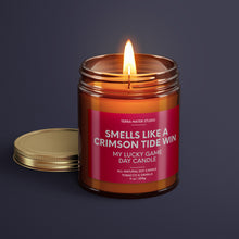 Load image into Gallery viewer, Smells Like A Crimson Tide Win | Alabama Lucky Game Day Candle | Soy Wax Candle
