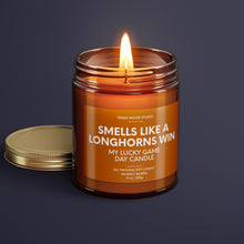 Load image into Gallery viewer, Smells Like A Longhorns Win | Texas Lucky Game Day Candle | Soy Wax Candle
