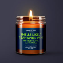 Load image into Gallery viewer, Smells Like A Seahawks Win | Seattle Lucky Game Day Candle | Soy Wax Candle
