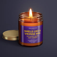 Load image into Gallery viewer, Smells Like A Vikings Win | Minnesota Lucky Game Day Candle | Soy Wax Candle
