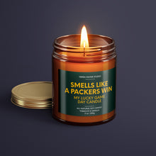 Load image into Gallery viewer, Smells Like A Packers Win | Green Bay Lucky Game Day Candle | Soy Wax Candle
