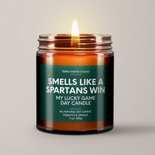 Load image into Gallery viewer, Smells Like A Spartans Win | Michigan Lucky Game Day Candle | Soy Wax Candle
