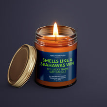 Load image into Gallery viewer, Smells Like A Seahawks Win | Seattle Lucky Game Day Candle | Soy Wax Candle
