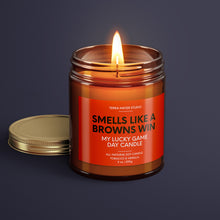 Load image into Gallery viewer, Smells Like A Browns Win | Cleveland Lucky Game Day Candle | Soy Wax Candle
