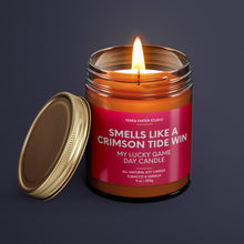 Load image into Gallery viewer, Smells Like A Crimson Tide Win | Alabama Lucky Game Day Candle | Soy Wax Candle
