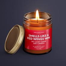 Load image into Gallery viewer, Smells Like A Red Wings Win | Detroit Lucky Game Day Candle | Soy Wax Candle
