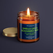 Load image into Gallery viewer, Smells Like A Seahawks Win | Seattle Lucky Game Day Candle | Soy Wax Candle
