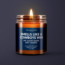 Load image into Gallery viewer, Smells Like A Cowboys Win | Dallas Lucky Game Day Candle | Soy Wax Candle
