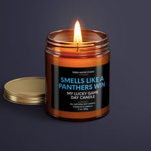 Load image into Gallery viewer, Smells Like A Panthers Win | Carolina Lucky Game Day Candle | Soy Wax Candle
