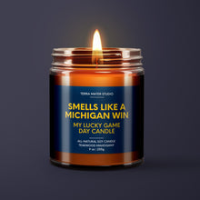 Load image into Gallery viewer, Smells Like A Wolverines Win | Michigan Lucky Game Day Candle | Soy Wax Candle
