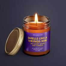 Load image into Gallery viewer, Smells Like A Vikings Win | Minnesota Lucky Game Day Candle | Soy Wax Candle
